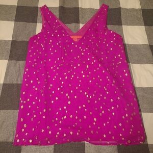 Lilly Pulitzer Pink Florin Silk Top Size Xl